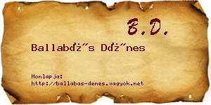 Ballabás Dénes névjegykártya